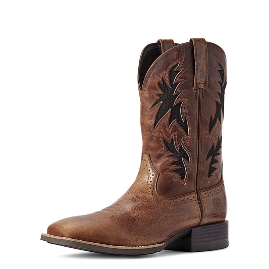Ariat Men's Sport Cool VentTEK Western Boot - Dark Tan/Two Tone Tan