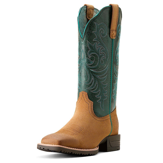 Ariat Women's Hybrid Ranch Time Distressed Acorn Roughout / Deep Teal